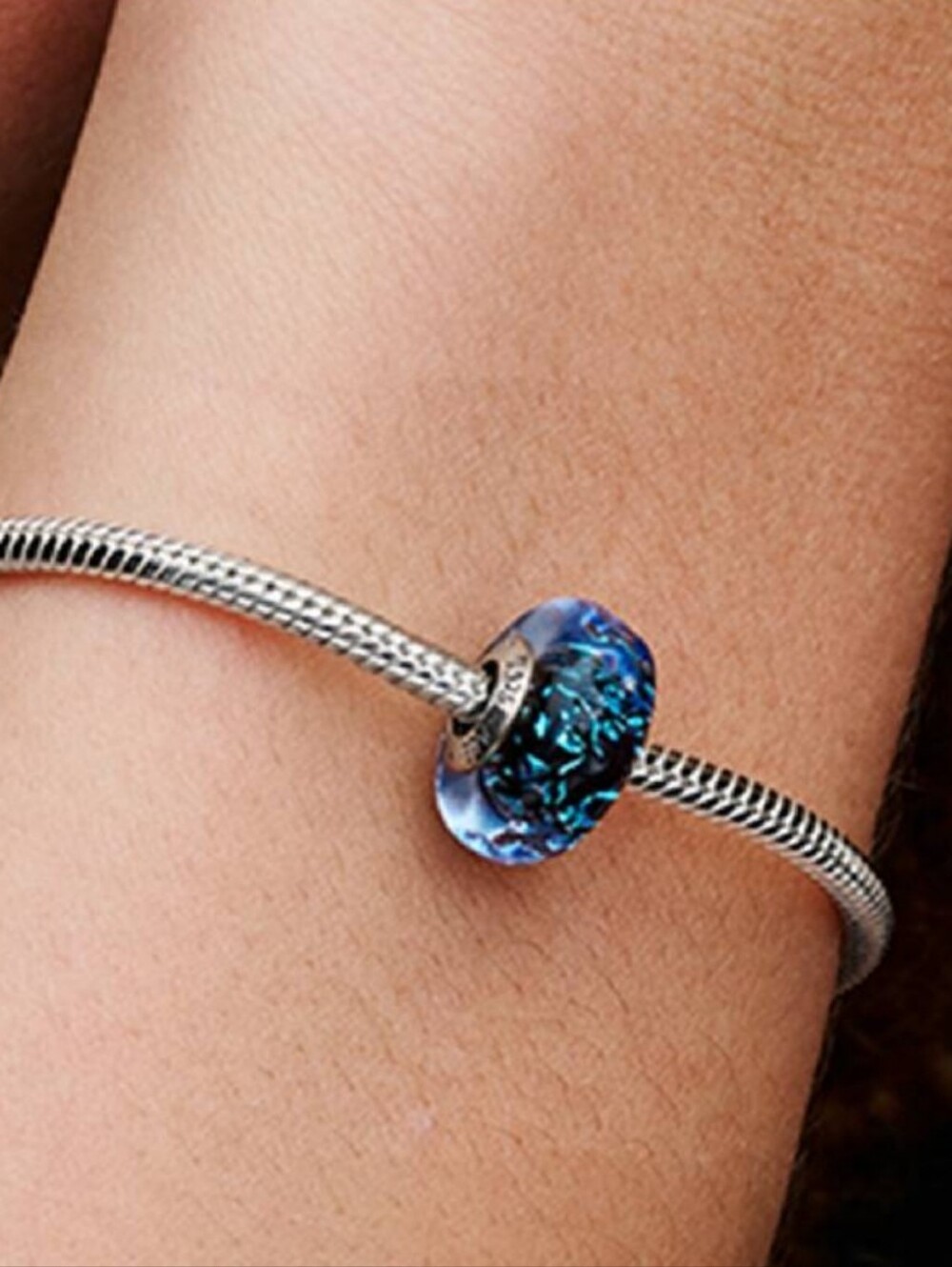 Pandora Wavy Dark Blue Murano Glass Ocean Charm